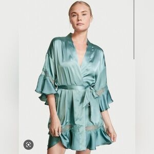 Victoria's Secret Satin Robe in Aqua